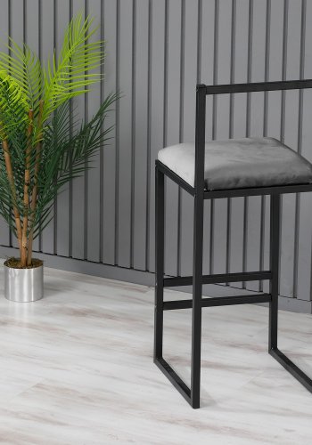 NORDVÄRK Nordic barstol, m. rygln, fodsttte og polstret sde - sort metal