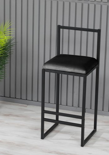 NORDVÄRK Nordic barstol, m. rygln, fodsttte og polstret sde - sort metal