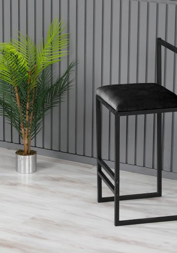 NORDVÄRK Nordic barstol, m. rygln, fodsttte og polstret sde - sort metal