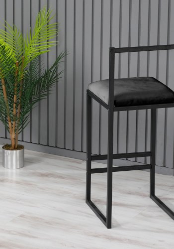 NORDVÄRK Nordic barstol, m. rygln, fodsttte og polstret sde - sort metal
