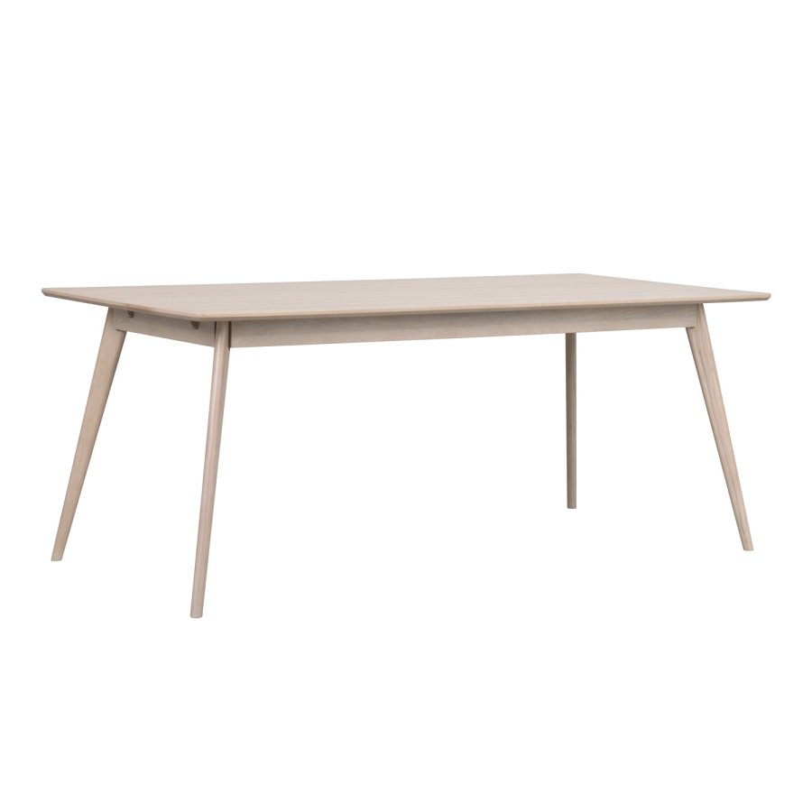 ROWICO rektangulr Yumi spisebord m. udtrk - hvidvasket egetrsfiner og eg (190x90)