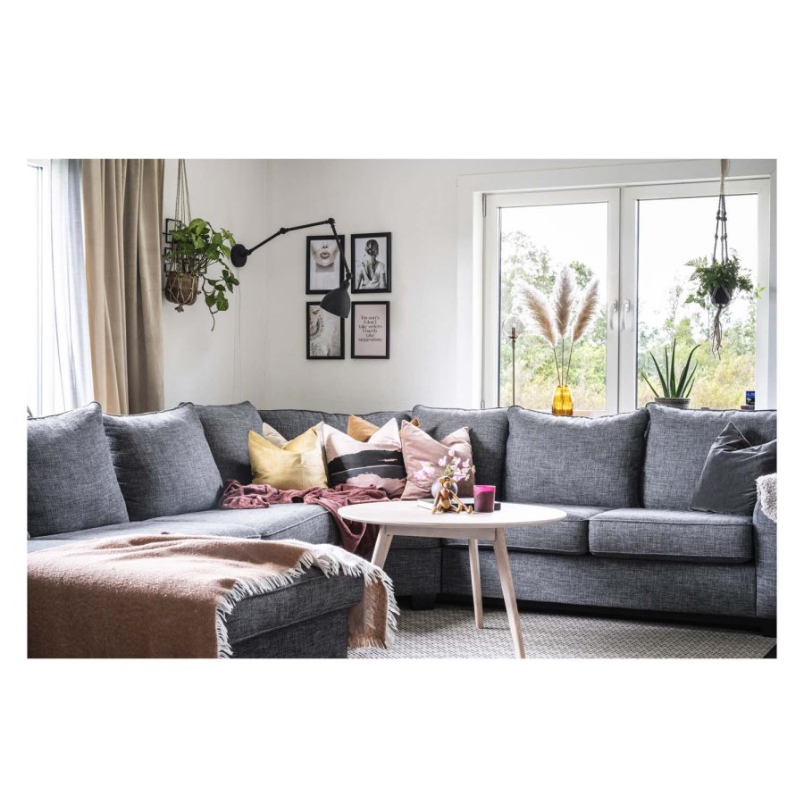 ROWICO rund Yumi sofabord - hvidvasket egetrsfiner og eg (90)