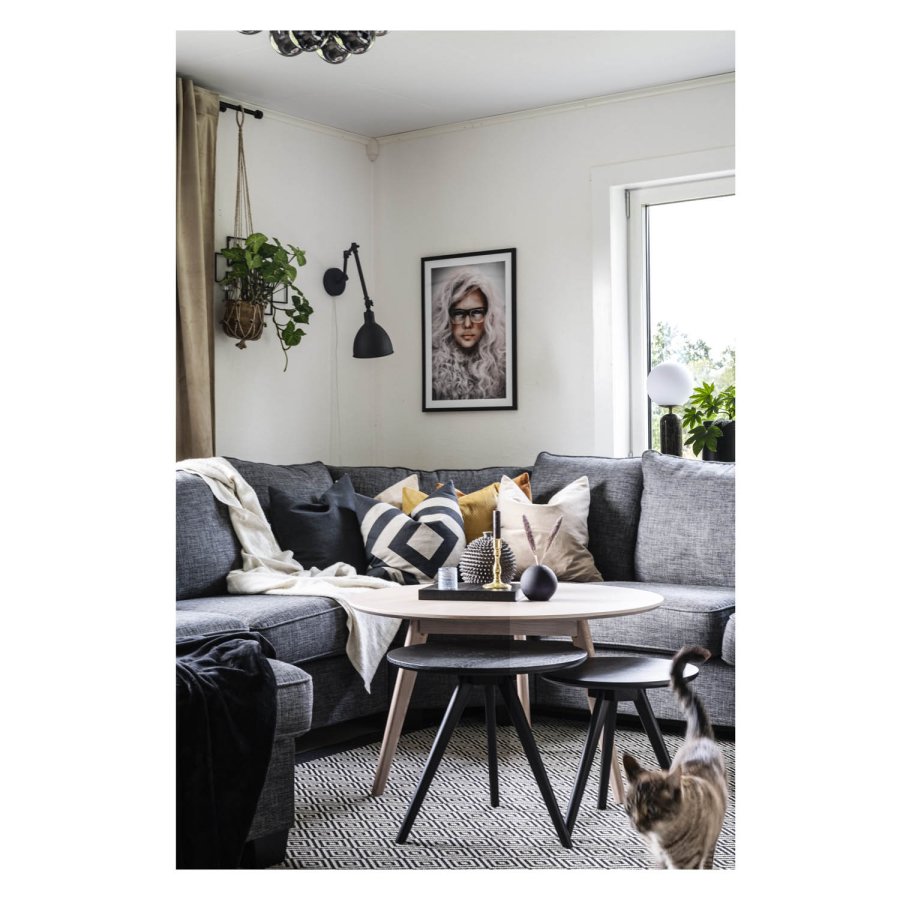 ROWICO rund Yumi sofabord - hvidvasket egetrsfiner og eg (90)