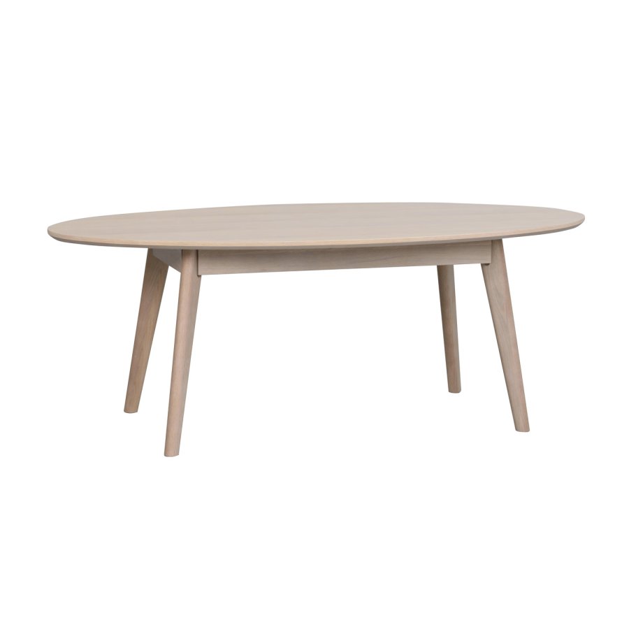 ROWICO oval Yumi sofabord - hvidvasket egetrsfiner og eg (130x65)
