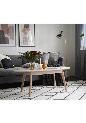 ROWICO oval Yumi sofabord - hvidvasket egetrsfiner og eg (130x65)