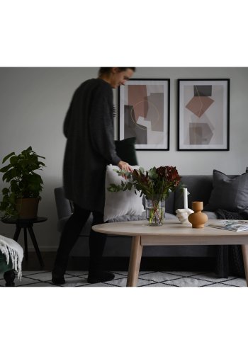 ROWICO oval Yumi sofabord - hvidvasket egetrsfiner og eg (130x65)