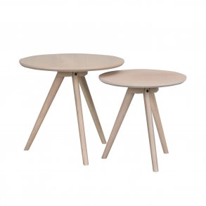 ROWICO rund Yumi indskudsborde - hvidvasket egetrsfiner og eg (st á 2)