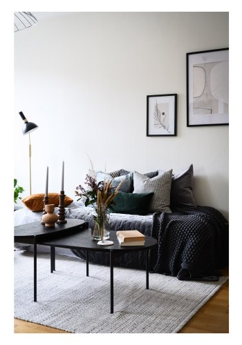 ROWICO oval Skye sofabord - sort egetrsfiner og metal (80x40)