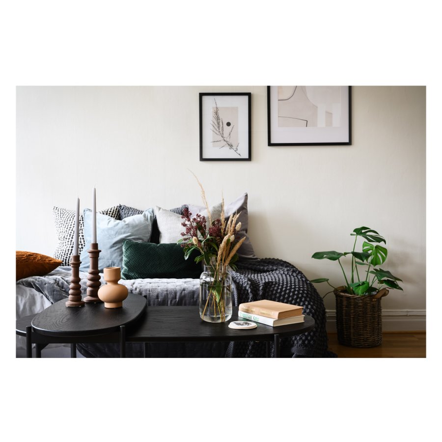 ROWICO oval Skye sofabord - sort egetrsfiner og metal (80x40)