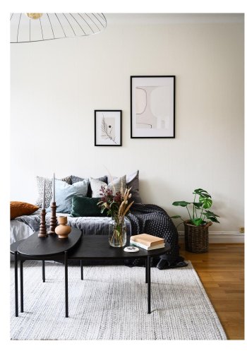 ROWICO oval Skye sofabord - sort egetrsfiner og metal (80x40)