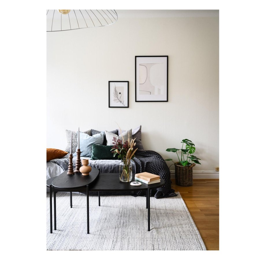 ROWICO oval Skye sofabord - sort egetrsfiner og metal (80x40)