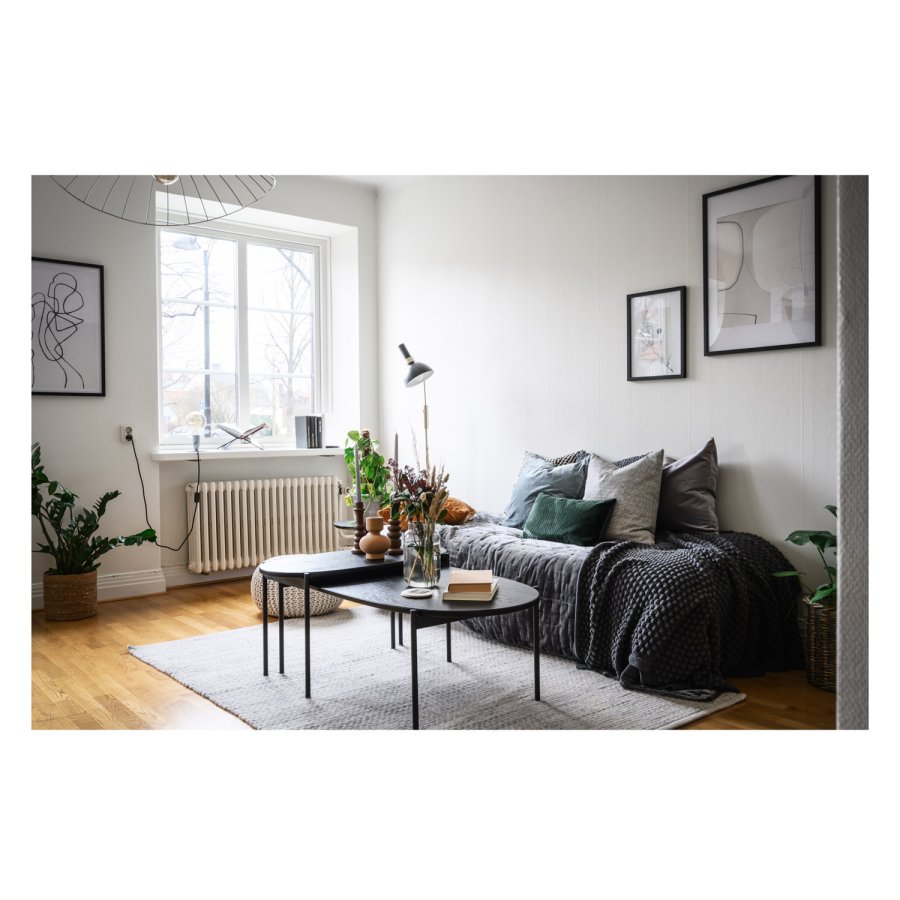 ROWICO oval Skye sofabord - sort egetrsfiner og metal (80x40)