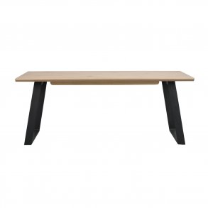 ROWICO rektangulr Melville spisebord m. udtrk - hvidvasket eg og sort metal (210x95) 