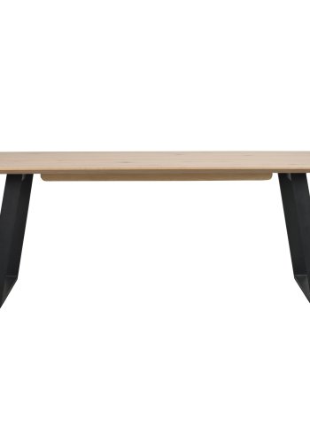 ROWICO rektangulr Melville spisebord m. udtrk - hvidvasket eg og sort metal (210x95) 