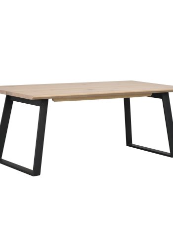ROWICO rektangulr Melville spisebord m. udtrk - hvidvasket eg og sort metal (210x95) 