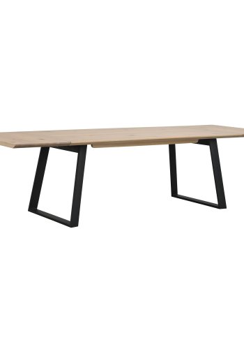 ROWICO rektangulr Melville spisebord m. udtrk - hvidvasket eg og sort metal (210x95) 