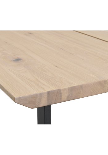 ROWICO rektangulr Melville spisebord m. udtrk - hvidvasket eg og sort metal (210x95) 