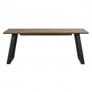 ROWICO Melville spisebord, m. udtrk - brun egetr og sort metal (210x95)