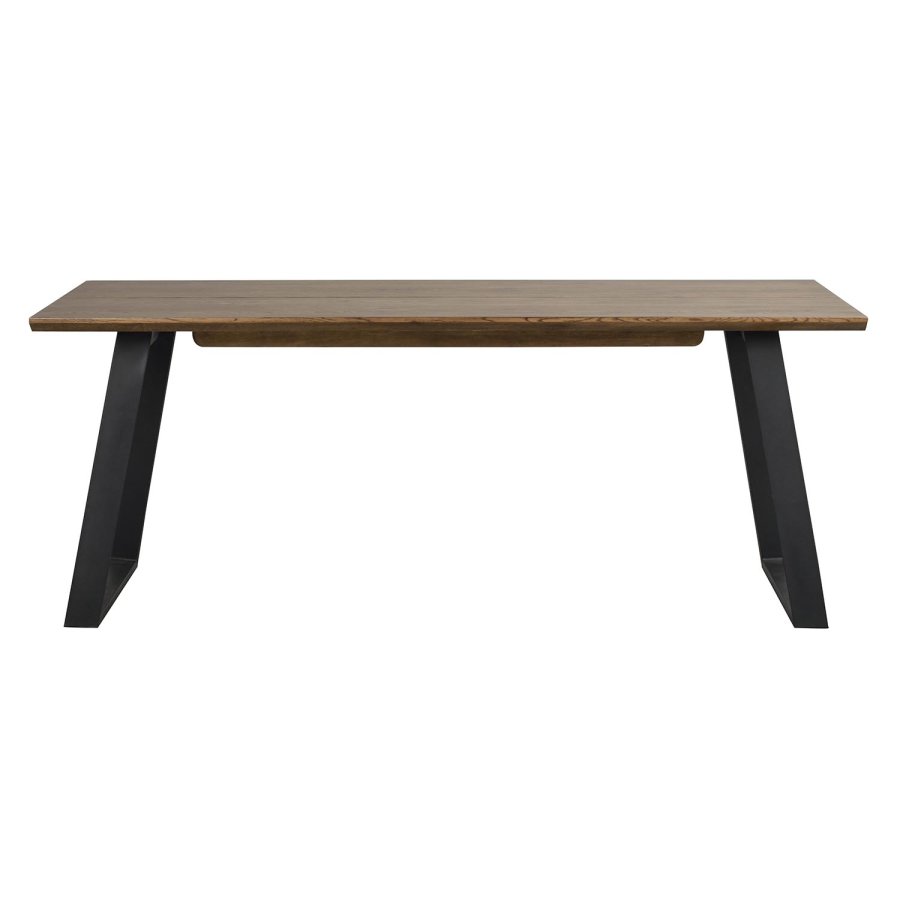 ROWICO Melville spisebord, m. udtrk - brun egetr og sort metal (210x95)