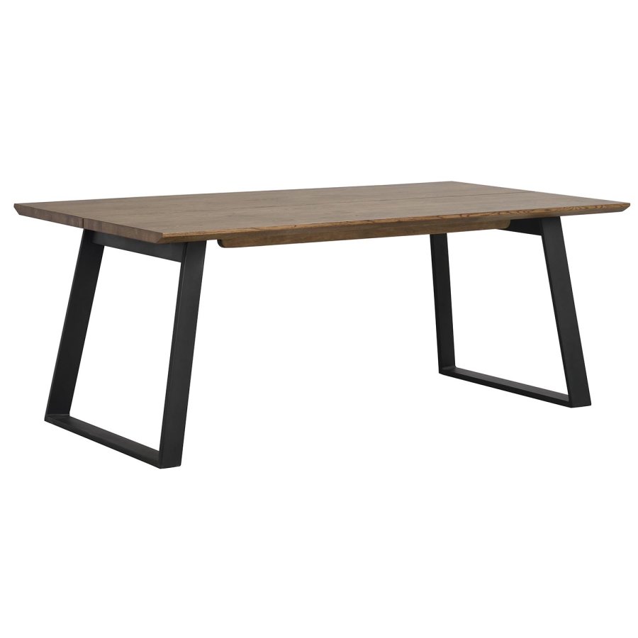 ROWICO Melville spisebord, m. udtrk - brun egetr og sort metal (210x95)