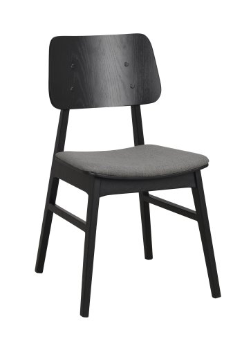 ROWICO Nagano spisebordsstol - mrkegr polyester og sort eg