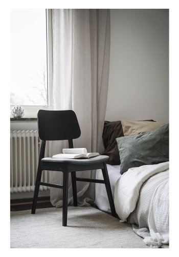 ROWICO Nagano spisebordsstol - mrkegr polyester og sort eg