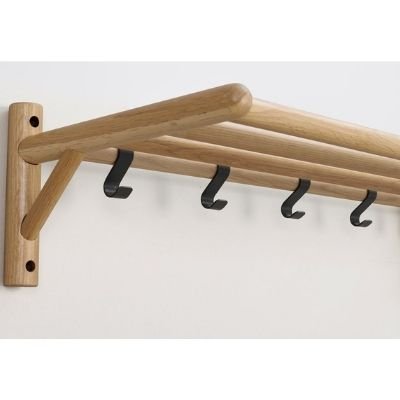 ROWICO rektangulr Milford hattehylde m. 5 knager - natur eg og sort metal (80cm)