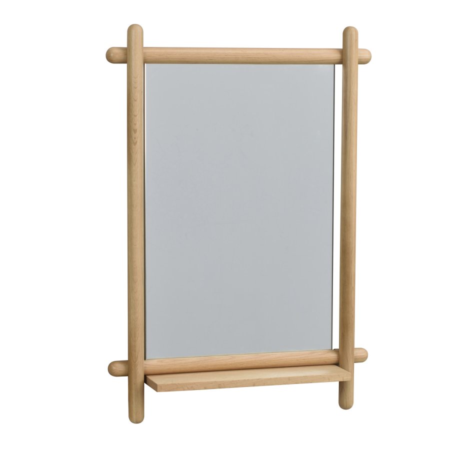 ROWICO rektangulr Milford vgspejl m. hylde - spejlglas og natur eg (74x52)