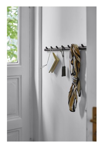 ROWICO rektangulr Milford garderobestativ m. 6 knager og 1 hylde - natur eg og sort metal (180x90)