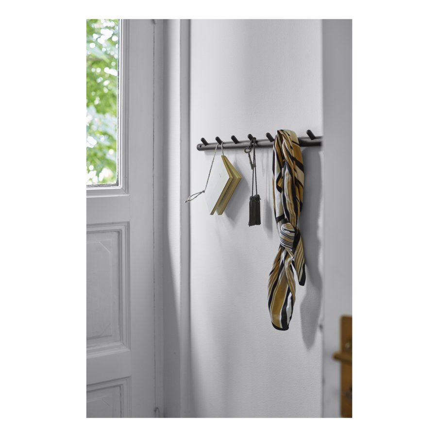 ROWICO rektangulr Milford garderobestativ m. 6 knager og 1 hylde - natur eg og sort metal (180x90)