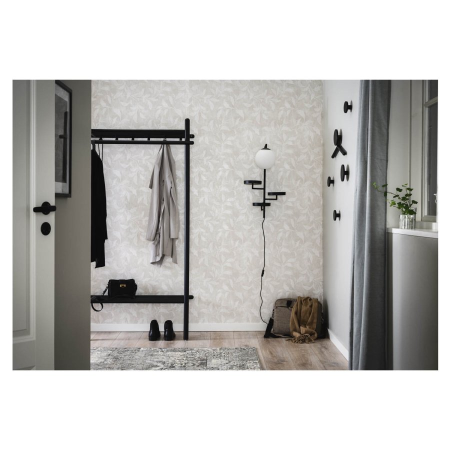 ROWICO rektangulr Milford vgspejl m. hylde - spejlglas og sort eg (74x52)