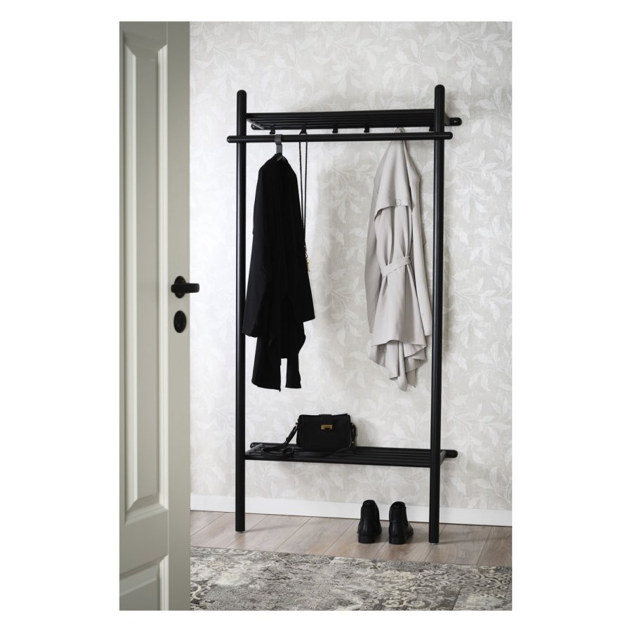 ROWICO rektangulr Milford vgspejl m. hylde - spejlglas og sort eg (74x52)