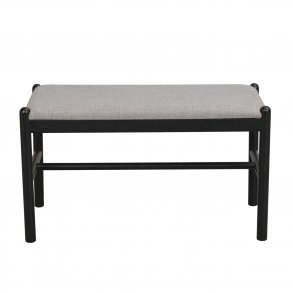 ROWICO rektangulr Milford bnk - gr polyester og sort eg (80x40)