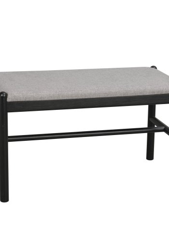 ROWICO rektangulr Milford bnk - gr polyester og sort eg (80x40)