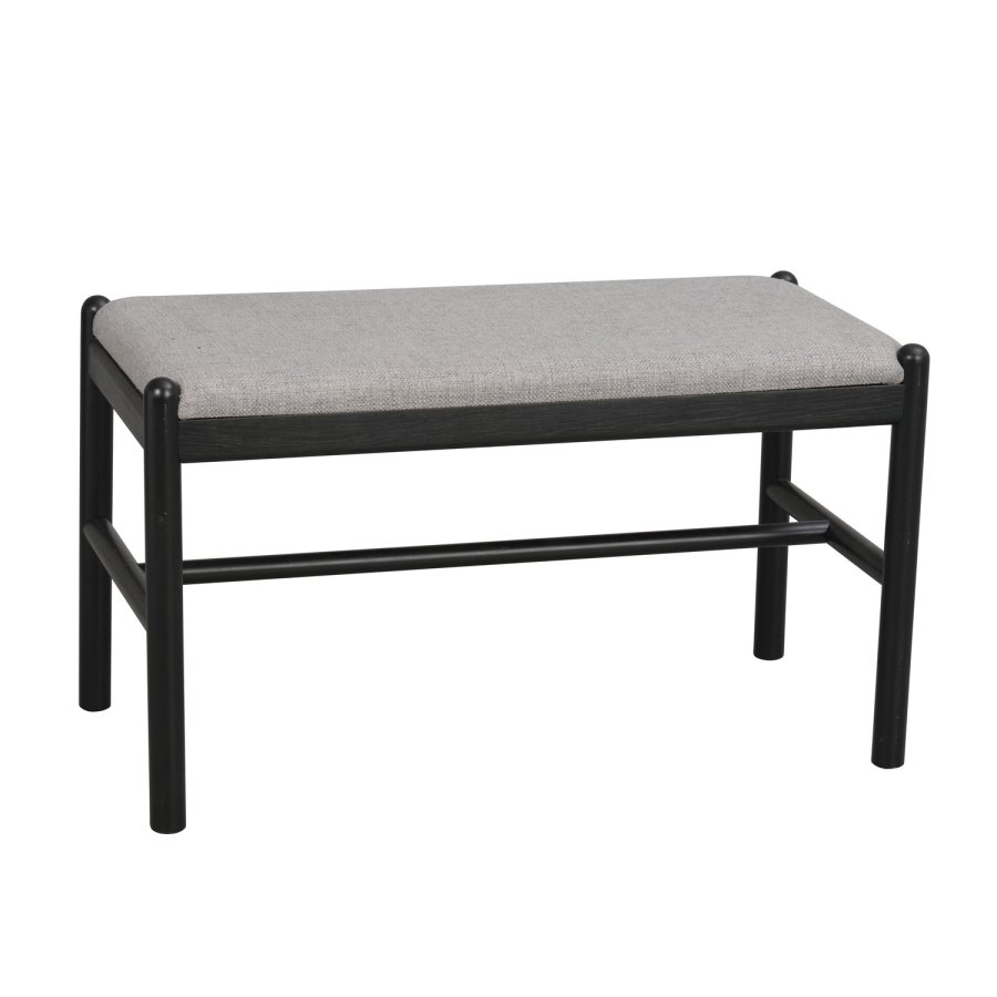 ROWICO rektangulr Milford bnk - gr polyester og sort eg (80x40)