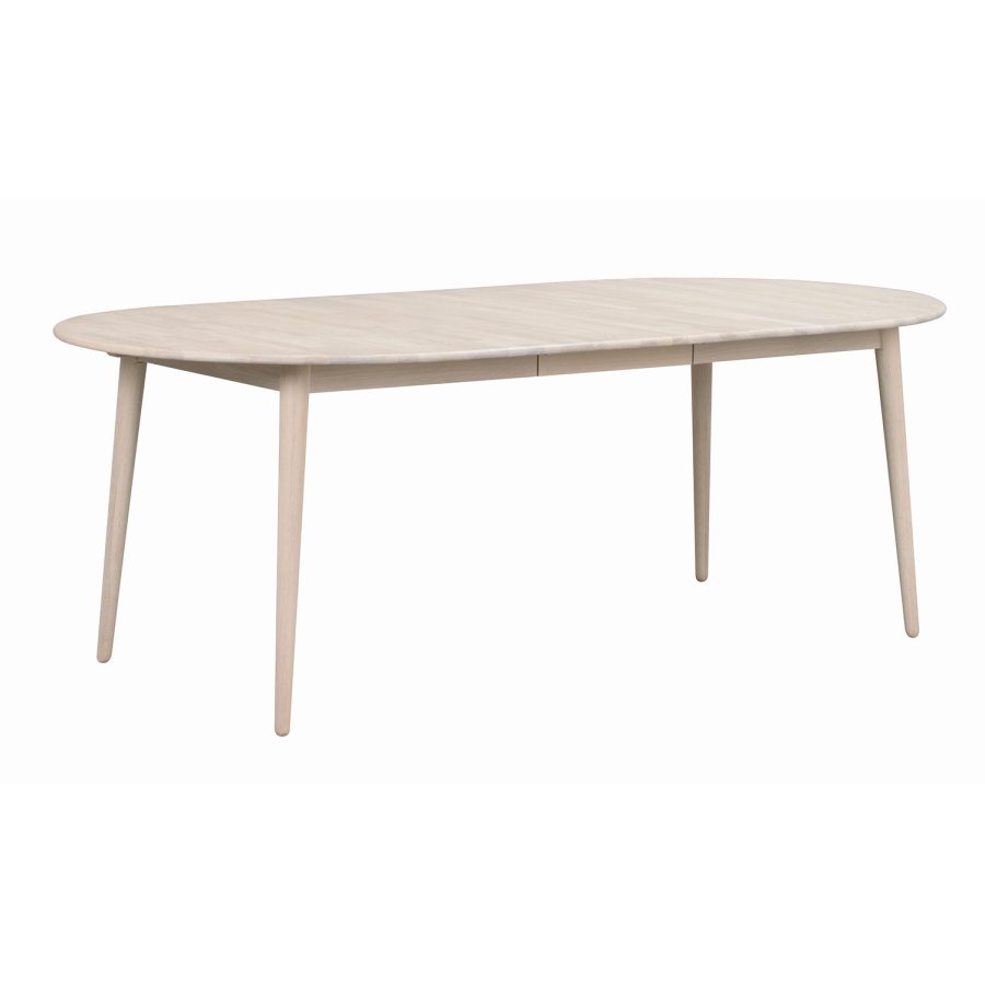 ROWICO Tyler ovalt spisebord, m. udtrk - massivt hvidpigmenteret egetr (170/210x105)