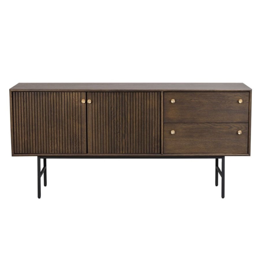 ROWICO Clearbrook sknk, m. 2 lger og 2 skuffer - brun tr og sort metal (160x75)