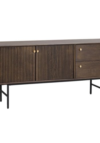 ROWICO Clearbrook sknk, m. 2 lger og 2 skuffer - brun tr og sort metal (160x75)