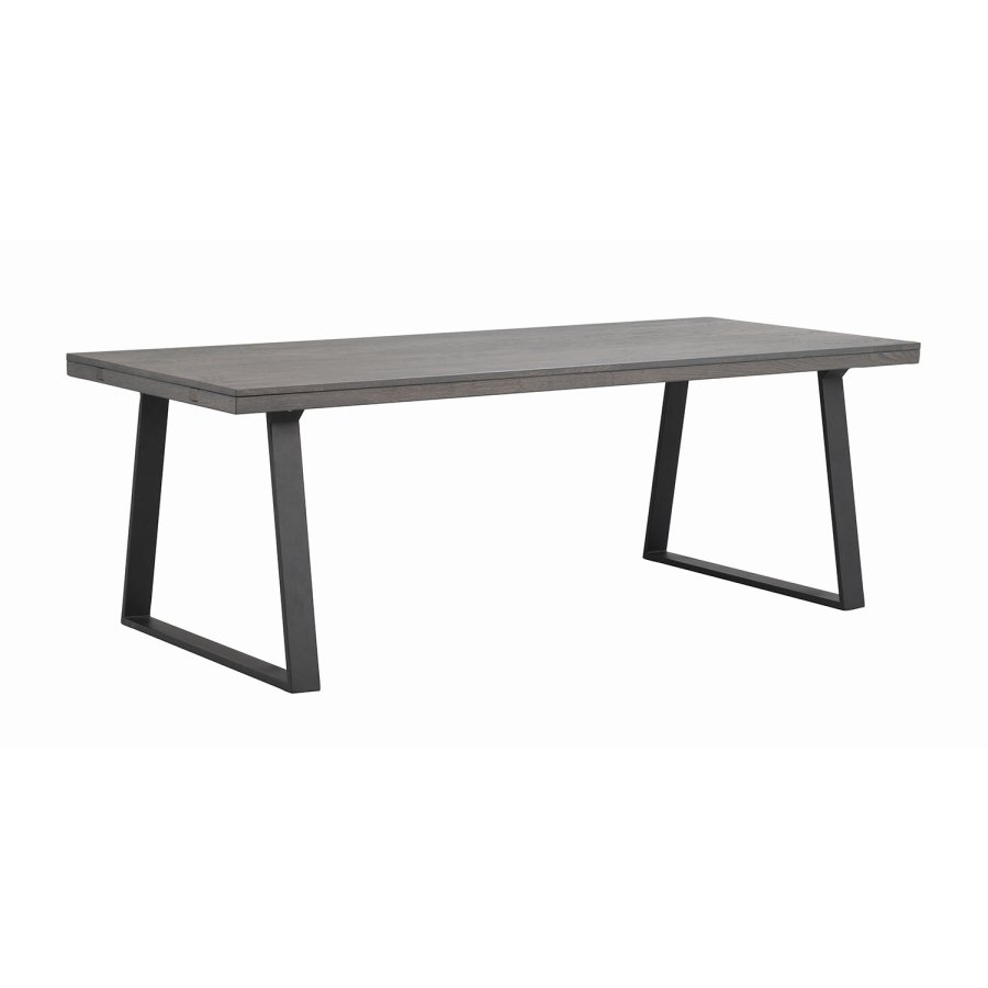 ROWICO Brooklyn rektangulr spisebord, m. udtrk - mrkt egetr m. U-ben i sort metal (220x95)