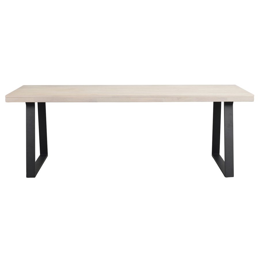 ROWICO Brooklyn rektangulr spisebord, m. udtrk - hvidpigmenteret eg m. U-ben i sort metal (220x95)