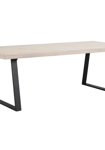 ROWICO Brooklyn rektangulr spisebord, m. udtrk - hvidpigmenteret eg m. U-ben i sort metal (220x95)
