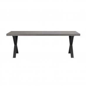 ROWICO Brooklyn rektangulr spisebord, m. udtrk - mrkt egetr m. X-ben i sort metal (220x95)