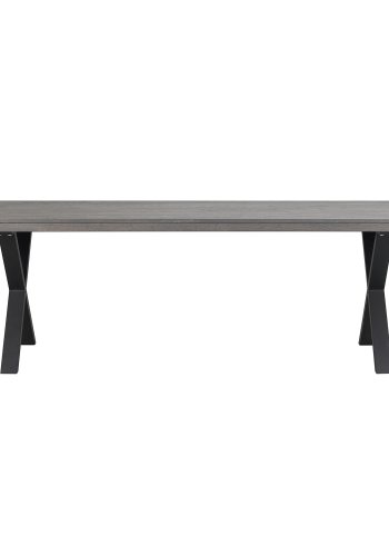 ROWICO Brooklyn rektangulr spisebord, m. udtrk - mrkt egetr m. X-ben i sort metal (220x95)