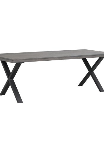 ROWICO Brooklyn rektangulr spisebord, m. udtrk - mrkt egetr m. X-ben i sort metal (220x95)