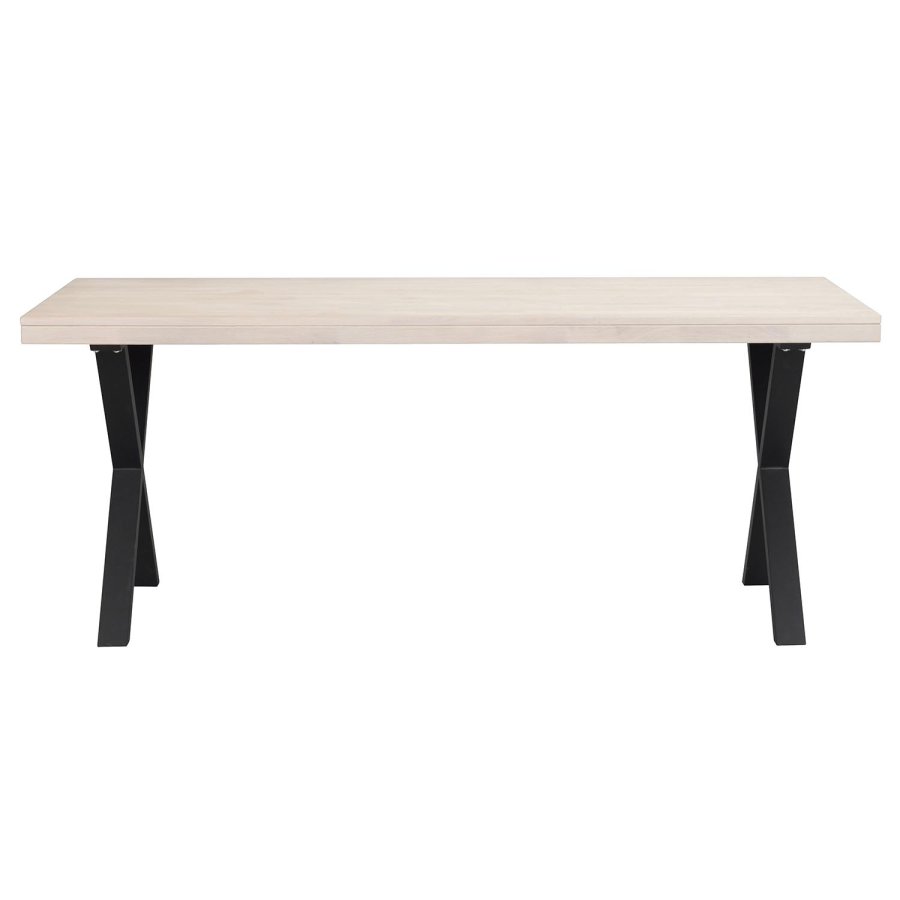 ROWICO Brooklyn spisebord - hvidpigmenteret tr og sort metal (170x95)