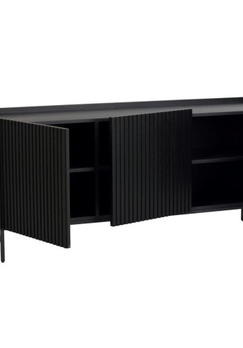 ROWICO Lancaster sknk, m. 3 lger - sort tr og sort metal (160x75)