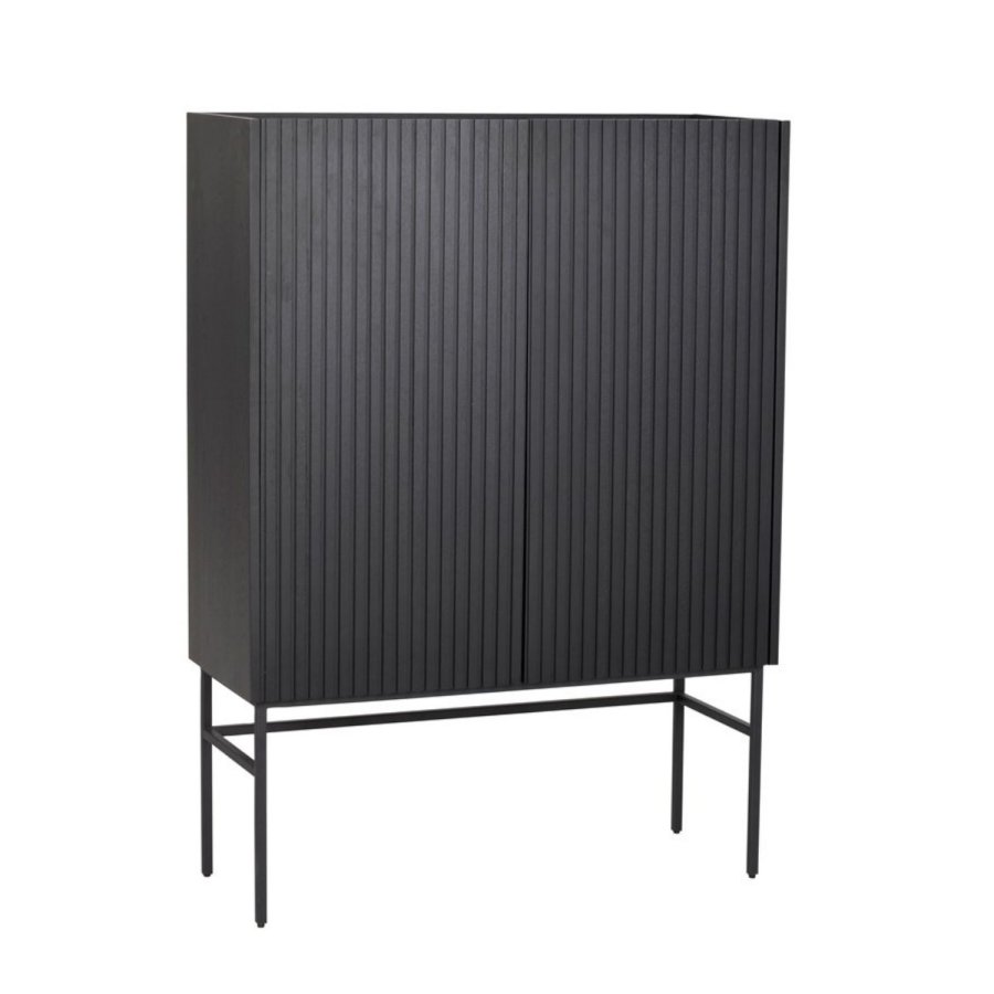 ROWICO Lancaster skab, m. 2 lger - sort tr og sort metal (100x40)