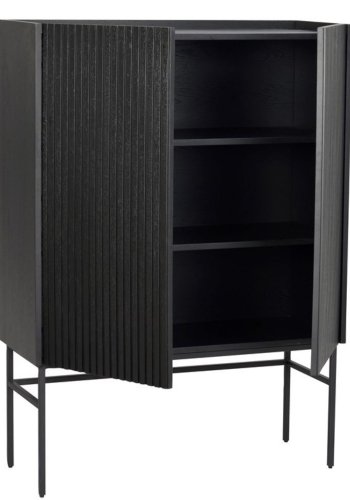 ROWICO Lancaster skab, m. 2 lger - sort tr og sort metal (100x40)