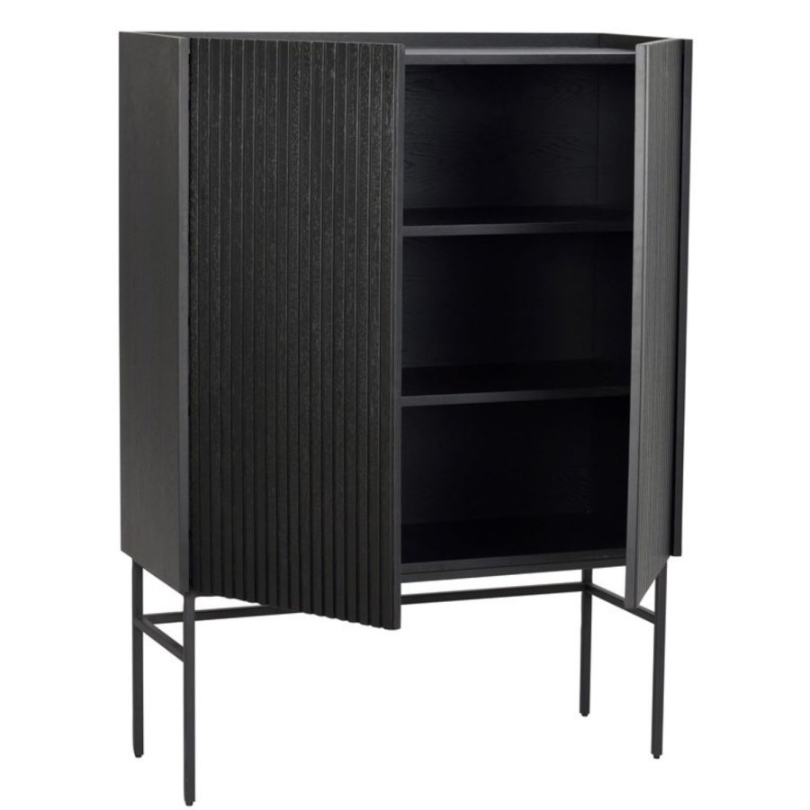 ROWICO Lancaster skab, m. 2 lger - sort tr og sort metal (100x40)