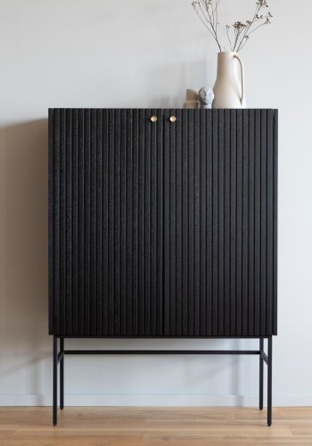 ROWICO Lancaster skab, m. 2 lger - sort tr og sort metal (100x40)